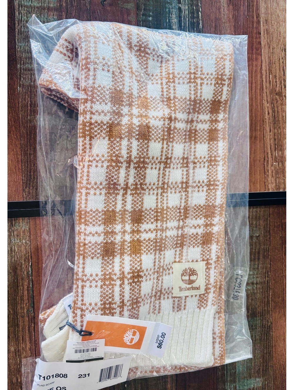 Timberland Buffalo plaid knit scarf NWT